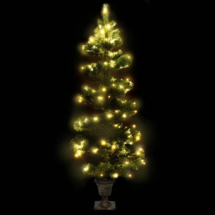 Swirl Pre-lit Christmas Tree with Pot in Green 120cm - Little and Giant Explorers vidaXL