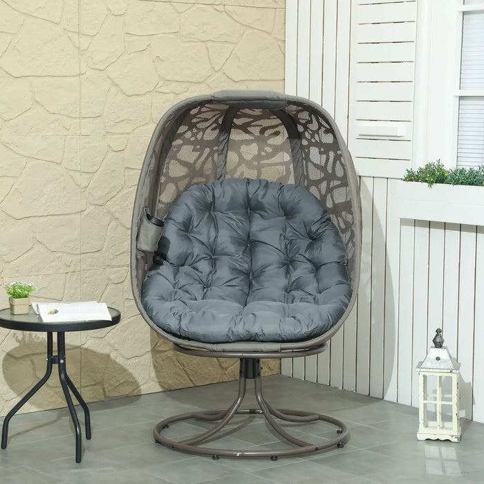 Swivel Egg Chair with Cushions in Grey - Little and Giant Explorers Outsunny