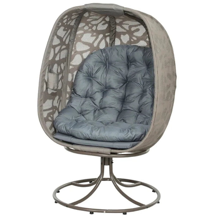 Swivel Egg Chair with Cushions in Grey - Little and Giant Explorers Outsunny