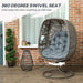 Swivel Egg Chair with Cushions in Grey - Little and Giant Explorers Outsunny