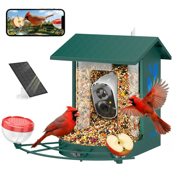 Smart Bird Feeder with Camera | 2K AI Bird Identification and Solar Power PAWHUT