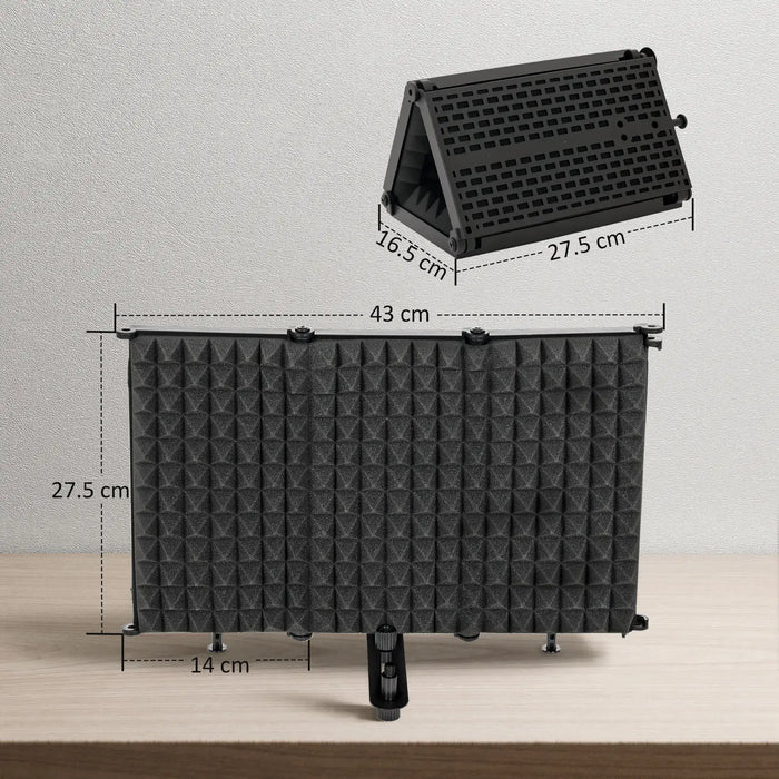 Table-Top Microphone Isolation Shield | Folding Acoustic Foam Panel - 3/8" Mount HOMCOM - Little and Giant Explorers