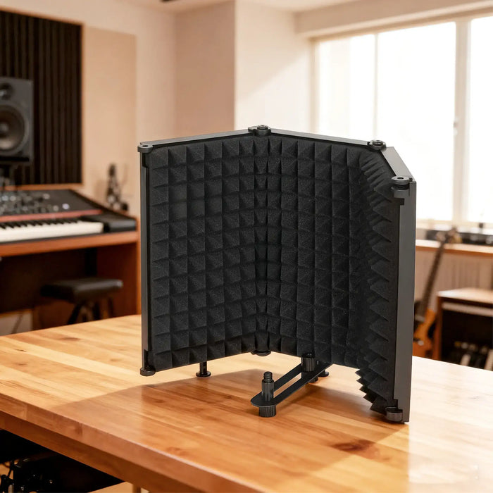 Table-Top Microphone Isolation Shield | Folding Acoustic Foam Panel - 3/8" Mount HOMCOM - Little and Giant Explorers
