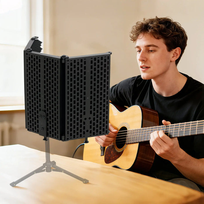 Table-Top Microphone Isolation Shield | Folding Acoustic Foam Panel - 3/8" Mount HOMCOM - Little and Giant Explorers