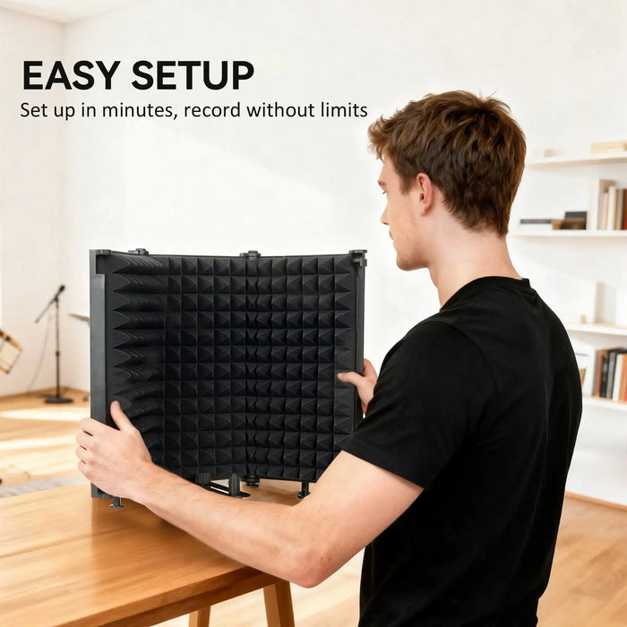 Table-Top Microphone Isolation Shield | Folding Acoustic Foam Panel - 3/8" Mount HOMCOM - Little and Giant Explorers
