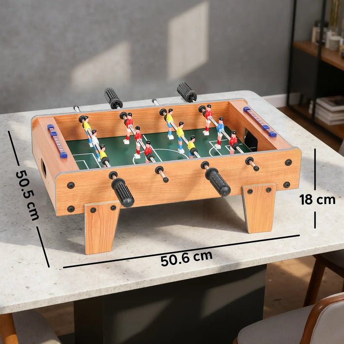 Tabletop Football Game – Natural Wood Finish | Compact Mini Foosball Table with 12 Players SPORTNOW - Little and Giant Explorers SPORTNOW