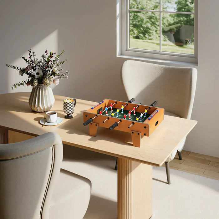 Tabletop Football Game – Natural Wood Finish | Compact Mini Foosball Table with 12 Players SPORTNOW - Little and Giant Explorers SPORTNOW