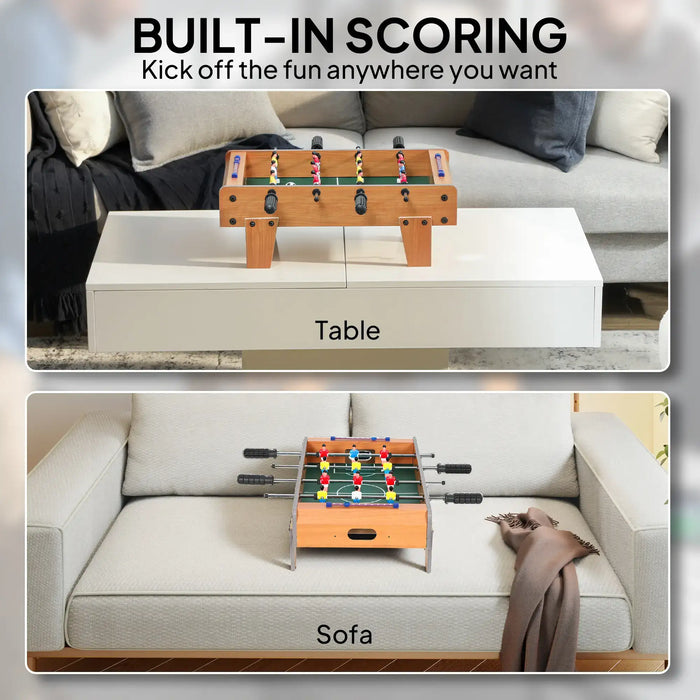 Tabletop Football Game – Natural Wood Finish | Compact Mini Foosball Table with 12 Players SPORTNOW - Little and Giant Explorers SPORTNOW