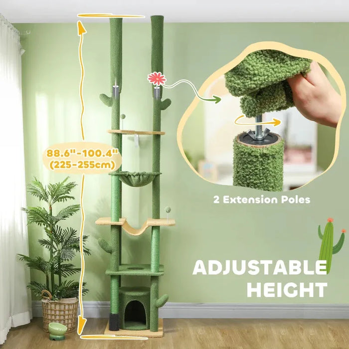 Tall Adjustable Floor to Ceiling Cat Tree with Scratching Posts - Little and Giant Explorers PawHut