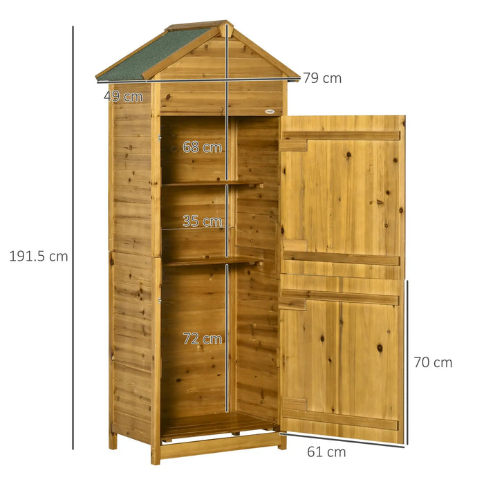 Wooden Gardener Cabinet with 3 Shelves in Natural Wood - Little and Giant Explorers Outsunny