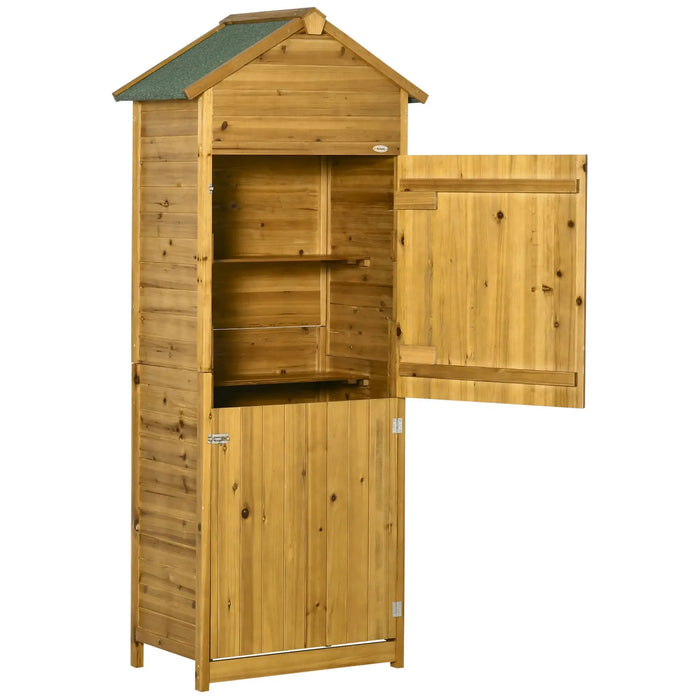 Wooden Gardener Cabinet with 3 Shelves in Natural Wood - Little and Giant Explorers Outsunny