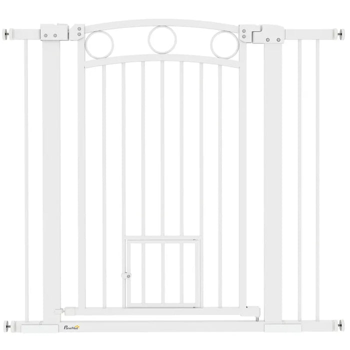 Tall Dog Gate with Cat Door | Stairs and Doorways 96cm - Little and Giant Explorers PawHut