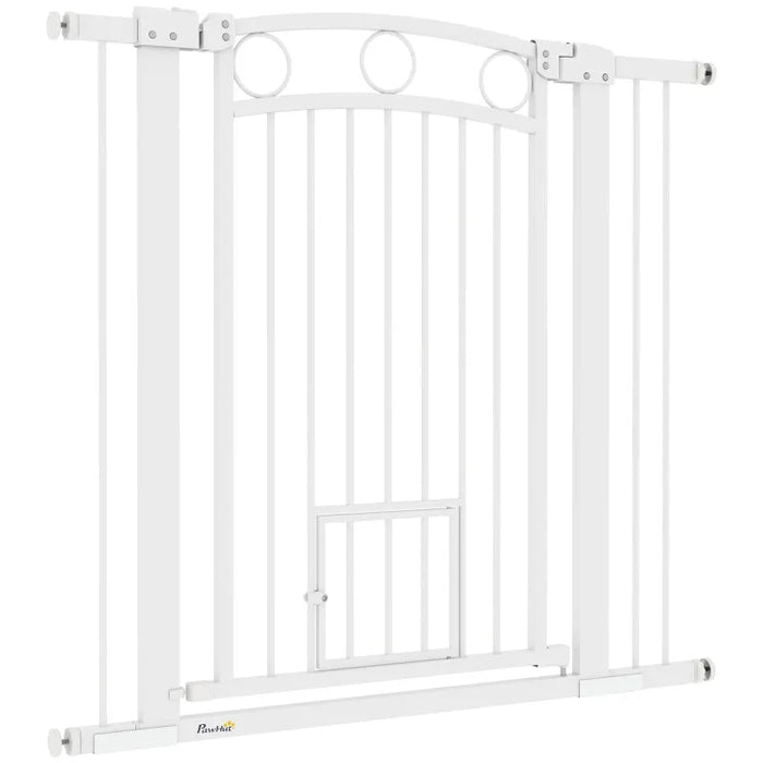 Tall Dog Gate with Cat Door | Stairs and Doorways 96cm - Little and Giant Explorers PawHut