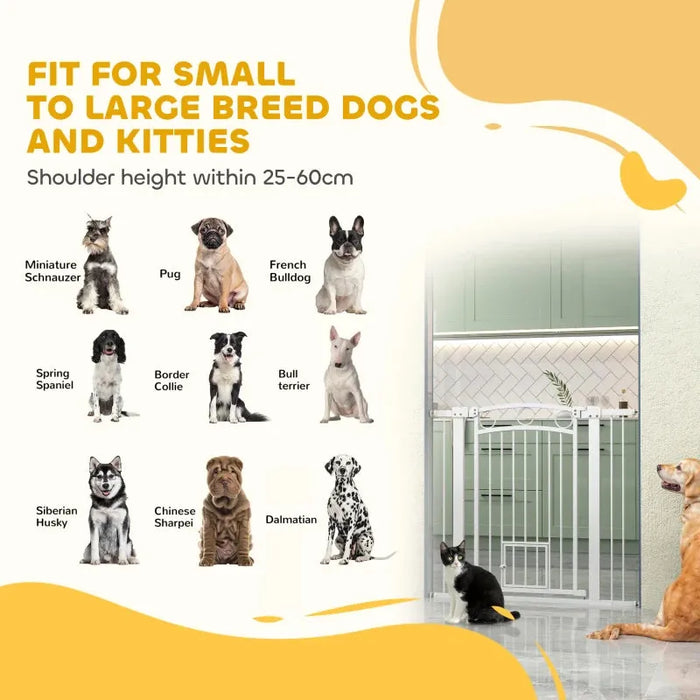 Tall Dog Gate with Cat Door | Stairs and Doorways 96cm - Little and Giant Explorers PawHut