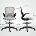 Tall Draughtsman Office Chair - Grey | Flip-Up Arms and Adjustable Footrest VINSETTO - Little and Giant Explorers Vinsetto