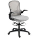 Tall Draughtsman Office Chair - Grey | Flip-Up Arms and Adjustable Footrest VINSETTO - Little and Giant Explorers Vinsetto
