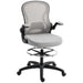 Tall Draughtsman Office Chair - Grey | Flip-Up Arms and Adjustable Footrest VINSETTO - Little and Giant Explorers Vinsetto
