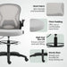 Tall Draughtsman Office Chair - Grey | Flip-Up Arms and Adjustable Footrest VINSETTO - Little and Giant Explorers Vinsetto
