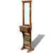 Tall free-standing retro-style hall mirror with reclaimed wood frame and a small drawer