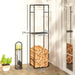 Tall Log Storage Rack – 170cm Height | Adjustable Shelf - Powder-Coated Metal OUTSUNNY - Little and Giant Explorers Outsunny