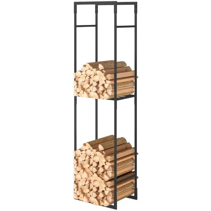 Tall Log Storage Rack – 170cm Height | Adjustable Shelf - Powder-Coated Metal OUTSUNNY - Little and Giant Explorers Outsunny