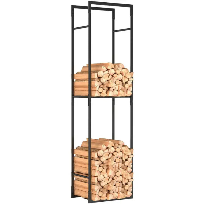 Tall Log Storage Rack – 170cm Height | Adjustable Shelf - Powder-Coated Metal OUTSUNNY - Little and Giant Explorers Outsunny