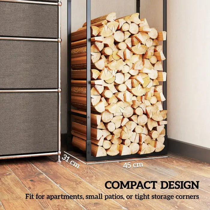 Tall Log Storage Rack – 170cm Height | Adjustable Shelf - Powder-Coated Metal OUTSUNNY - Little and Giant Explorers Outsunny