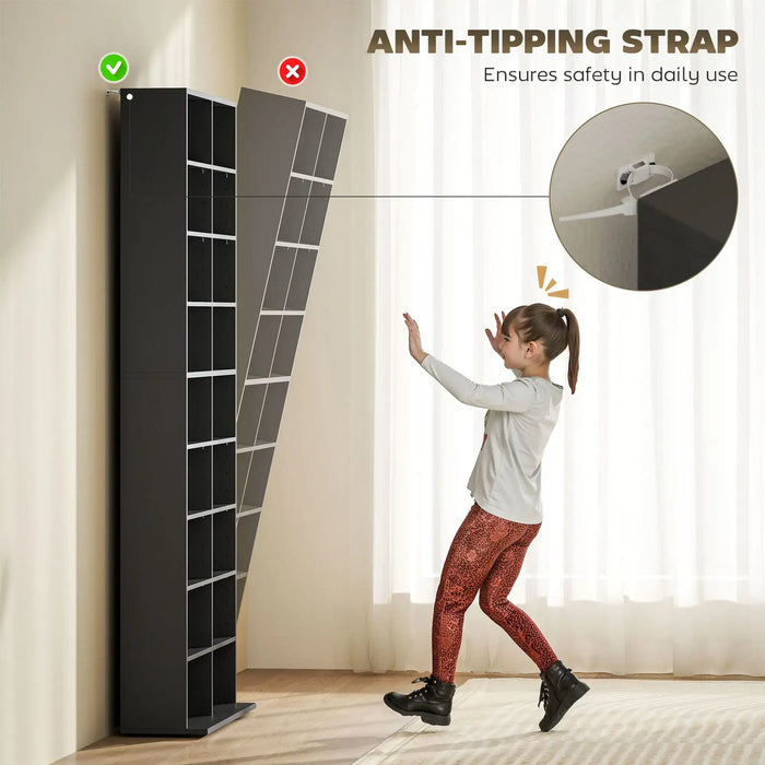 640 CD Storage Tower in Black - Little and Giant Explorers HOMCOM