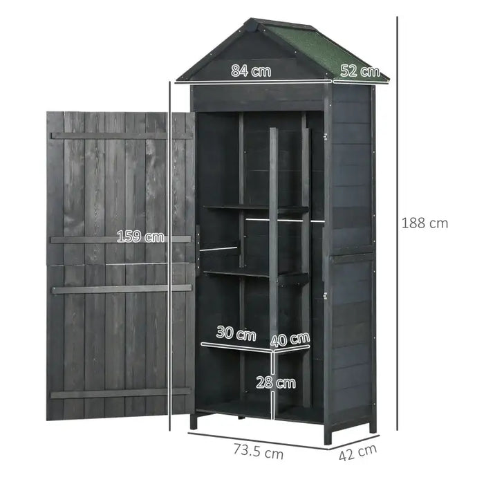 Tall Narrow Wooden Garden Storage Shed – Grey | Fir Wood - Double Doors OUTSUNNY - Little and Giant Explorers Outsunny
