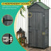 Tall Narrow Wooden Garden Storage Shed – Grey | Fir Wood - Double Doors OUTSUNNY - Little and Giant Explorers Outsunny