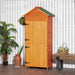 Tall Narrow Wooden Garden Storage Shed – Orange | Fir Wood - Double Doors OUTSUNNY - Little and Giant Explorers Outsunny