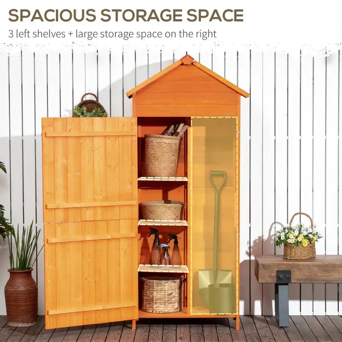 Tall Narrow Wooden Garden Storage Shed – Orange | Fir Wood - Double Doors OUTSUNNY - Little and Giant Explorers Outsunny