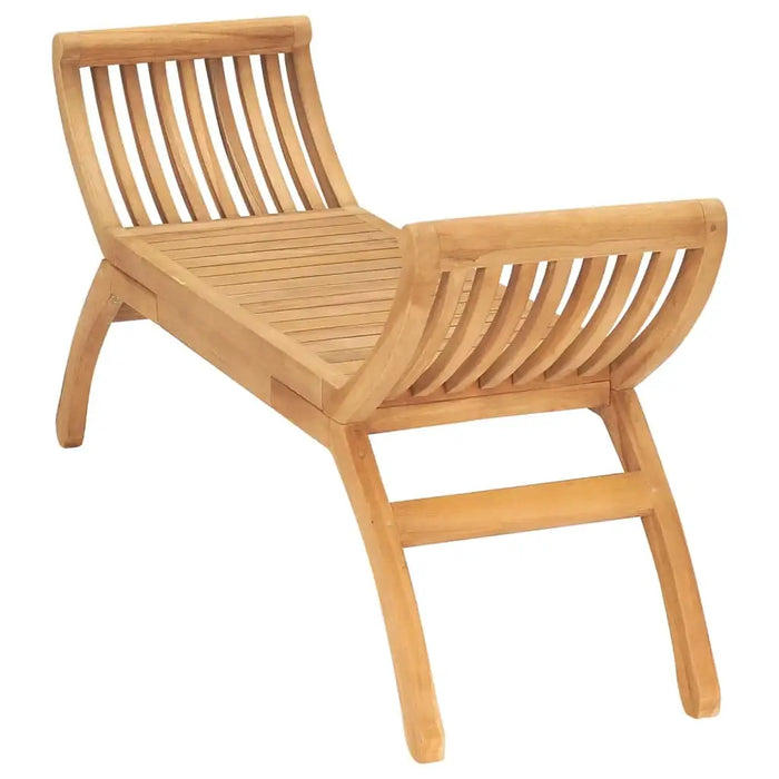 Curved armrest teak wooden outdoor garden bench with slatted design