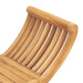 Curved armrest design on teak outdoor wooden garden bench with slatted backrest