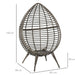 Teardop PE Wicker Rattan Chair with Thick Cushions in Grey - Little and Giant Explorers Outsunny