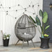 Teardop PE Wicker Rattan Chair with Thick Cushions in Grey - Little and Giant Explorers Outsunny