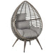 Teardop PE Wicker Rattan Chair with Thick Cushions in Grey - Little and Giant Explorers Outsunny