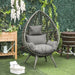 Teardop PE Wicker Rattan Chair with Thick Cushions in Grey - Little and Giant Explorers Outsunny