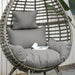Teardop PE Wicker Rattan Chair with Thick Cushions in Grey - Little and Giant Explorers Outsunny