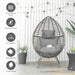 Teardop PE Wicker Rattan Chair with Thick Cushions in Grey - Little and Giant Explorers Outsunny