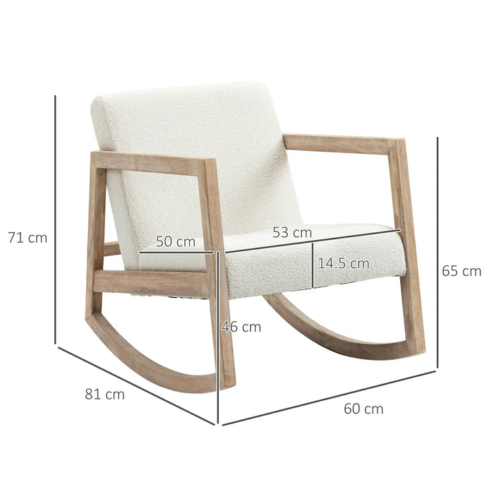Teddy Fleece Rocking Chair – Cream White | Wooden Base - Vintage Accent Design HOMCOM - Little and Giant Explorers