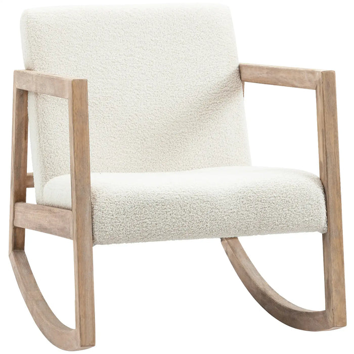 Teddy Fleece Rocking Chair – Cream White | Wooden Base - Vintage Accent Design HOMCOM - Little and Giant Explorers