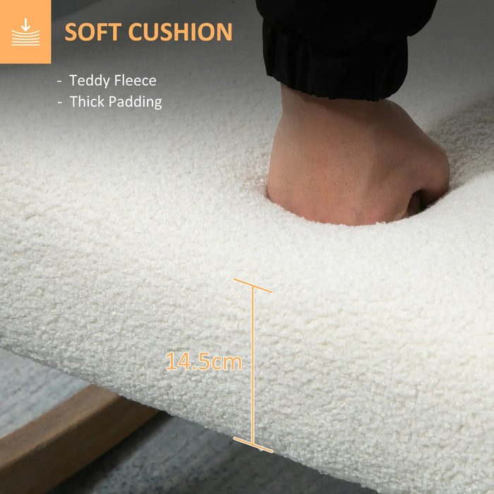 Teddy Fleece Rocking Chair – Cream White | Wooden Base - Vintage Accent Design HOMCOM - Little and Giant Explorers