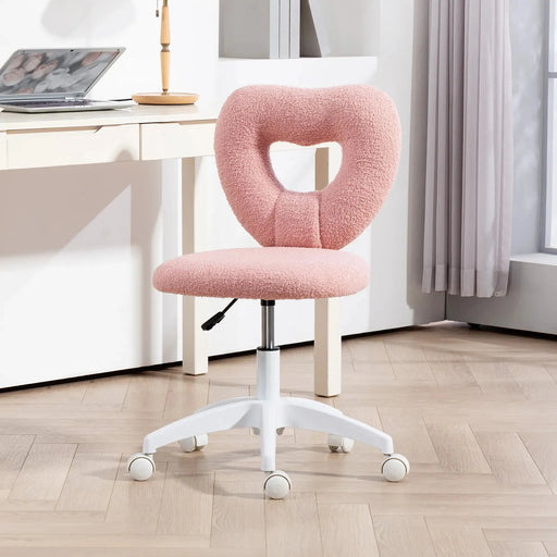 Teddy Fleece Swivel Office Chair in Pink - Little and Giant Explorers HOMCOM