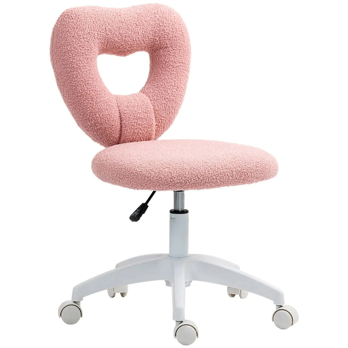 Teddy Fleece Swivel Office Chair in Pink - Little and Giant Explorers HOMCOM