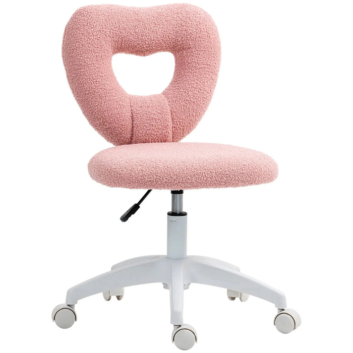 Teddy Fleece Swivel Office Chair in Pink - Little and Giant Explorers HOMCOM