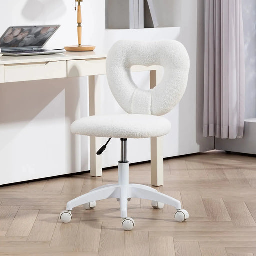 Teddy Fleece Swivel Office Chair in White - Little and Giant Explorers HOMCOM