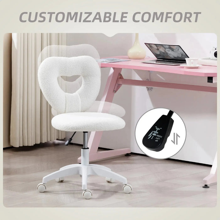 Teddy Fleece Swivel Office Chair in White - Little and Giant Explorers HOMCOM