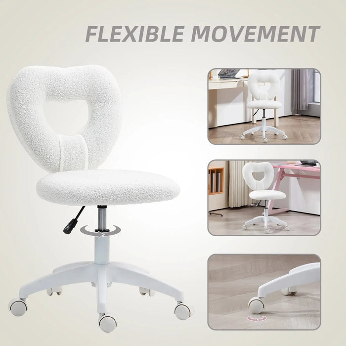 Teddy Fleece Swivel Office Chair in White - Little and Giant Explorers HOMCOM