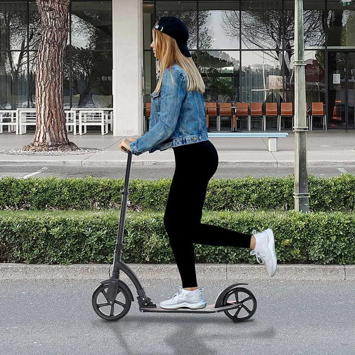 Teen/Adult Foldable Kick Scooter with Aluminium Frame in Black - Little and Giant Explorers HOMCOM